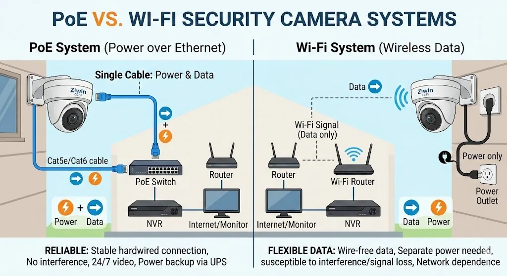 Cámaras DE SEGURIDAD PoE frente a Wi-Fi: ¿Cuál es mejor para su negocio en 2026?