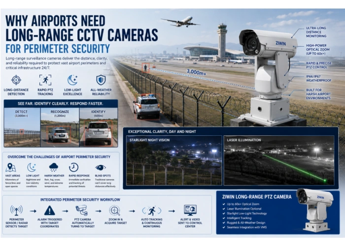 Por qué los aeropuertos necesitan cámaras CCTV de largo alcance para la seguridad perimetral